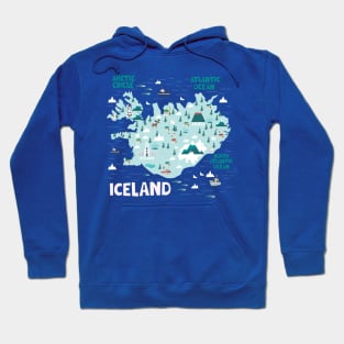 Iceland Illustrated Map Hoodie